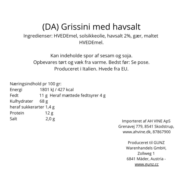 Grissini med sesam, 150 gr.