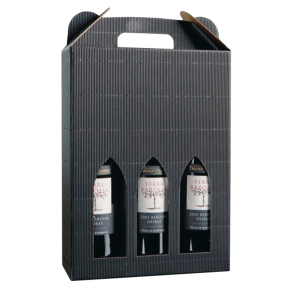 Sort vinkarton til 3 vine